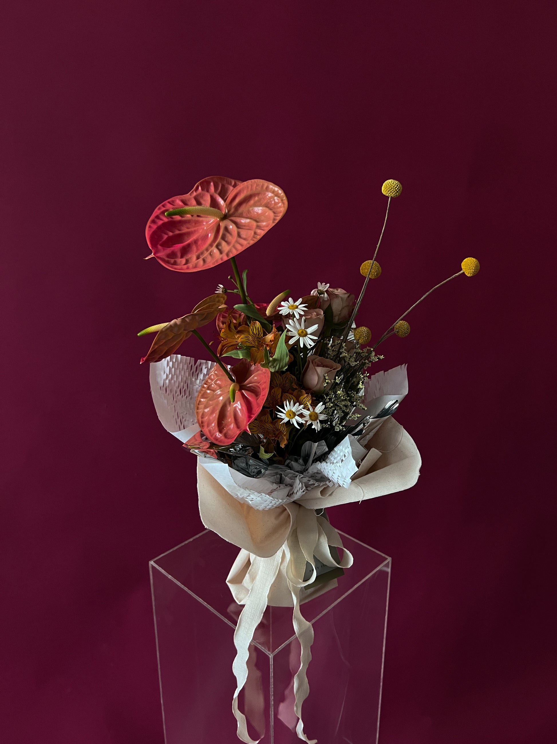 coral anthurium cappuccino rose bouquet flower delivery in singapore